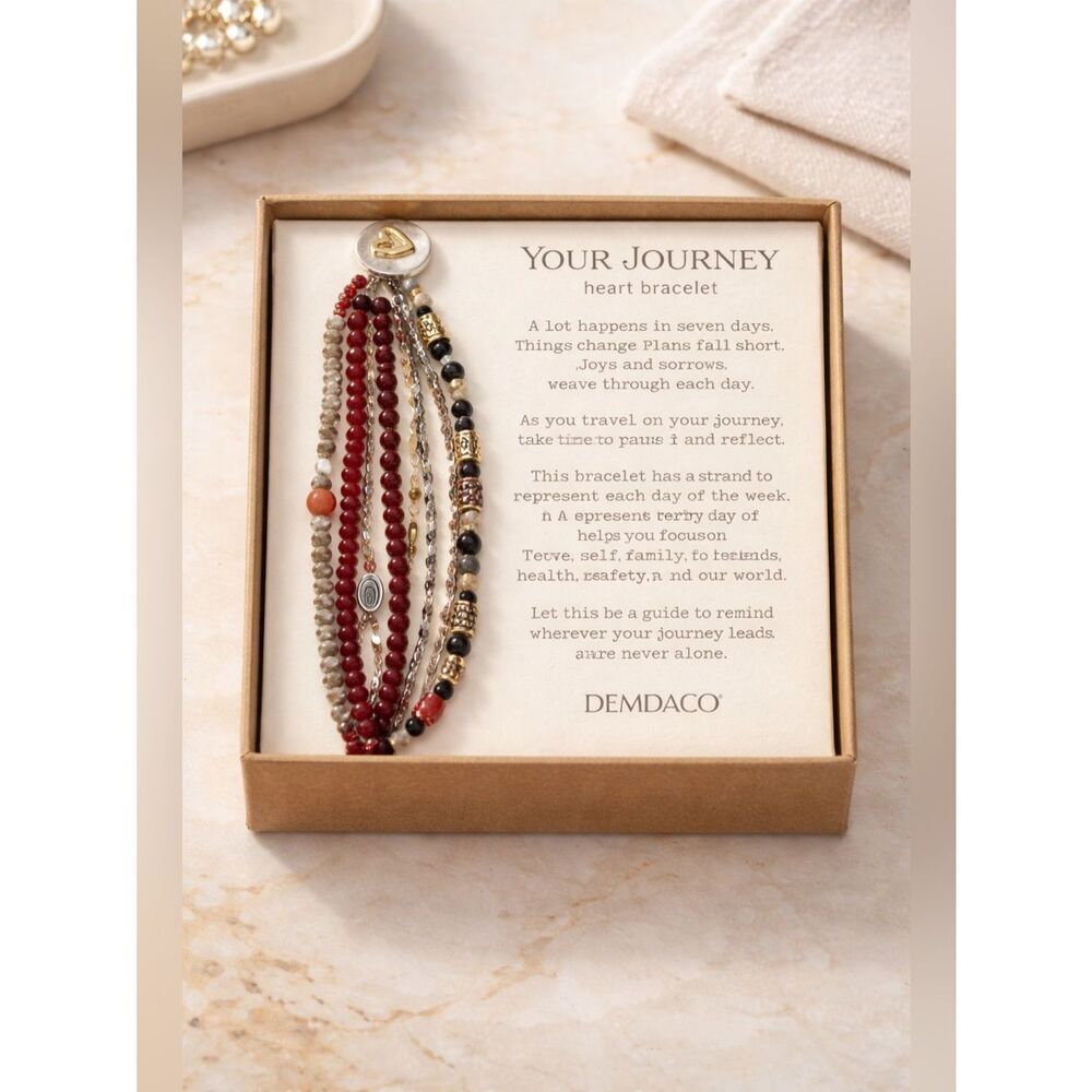 NIB Demdaco Your Journey Prayer Heart Bracelet Red and Gold Accents - One Size